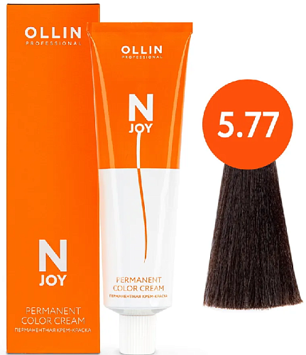 Крем-краска для волос перманентная OLLIN N-Joy 5.77 светлый шатен интенсивно-коричневый 100 мл.