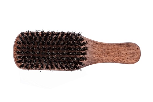 Щетка для укладки волос и бороды Barber Style с ручкой натуральная щетина 8-рядная Dewal