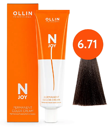 Крем-краска для волос перманентная OLLIN N-Joy 6.71 темно-русый коричнево-пепельный 100 мл. 