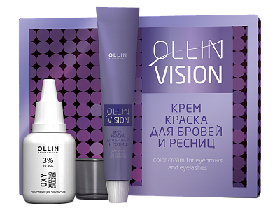Крем-краска для бровей и ресниц в наборе коричневый Ollin Professional Vision Set 20 мл 
