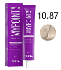 Гель-краска для волос тон в тон 10.87 экстра светлый блондин коричнево-фиолетовый TEFIA MYPOINT Tone On Tone Hair Coloring Gel 60 мл